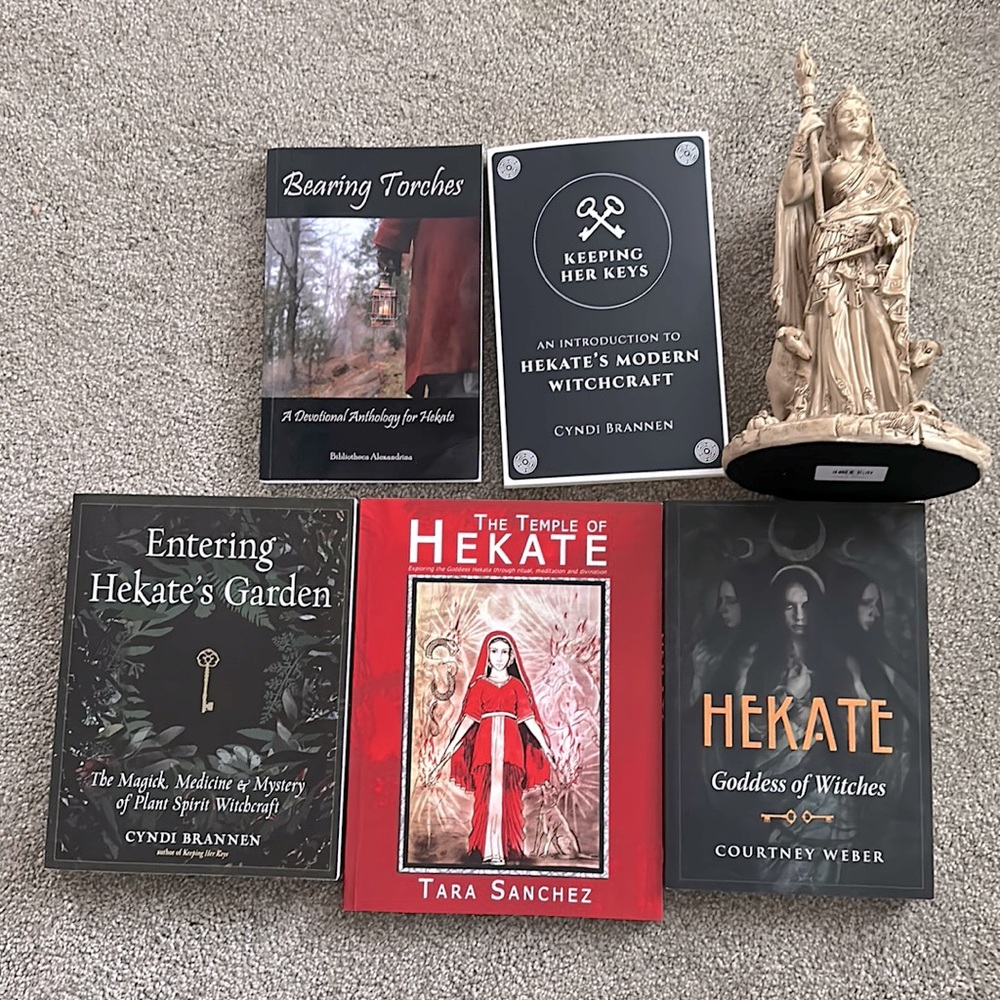 Hekate statue and book lot. Smoke free home.